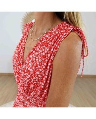 Robe bohème chic rouge femme fluide