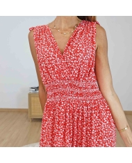 Détail liens à nouer épaules robe Camille rouge