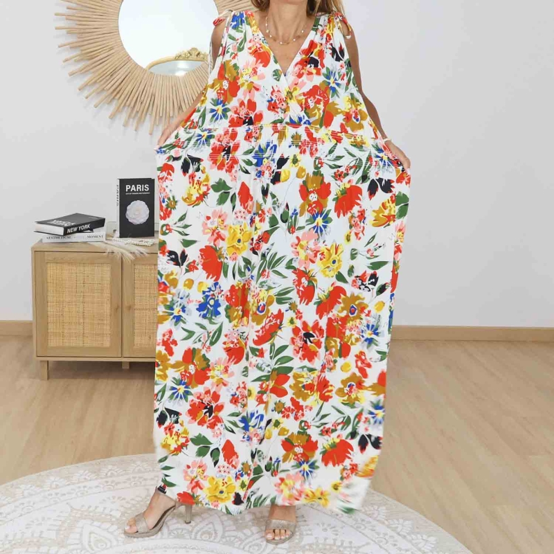 Robe magique femme multicolore décolleté V