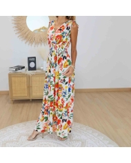 Robe longue magique Lily multicolore femme fleurie