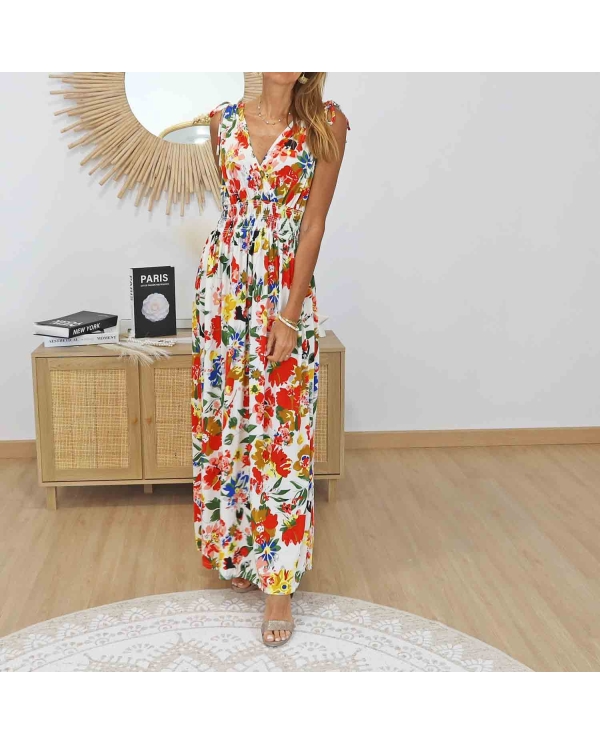 Robe longue femme imprimé floral coloré