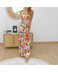 Robe longue femme imprimé floral coloré