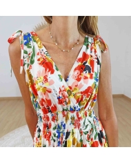 Robe bohème chic femme imprimé fleurs colorées