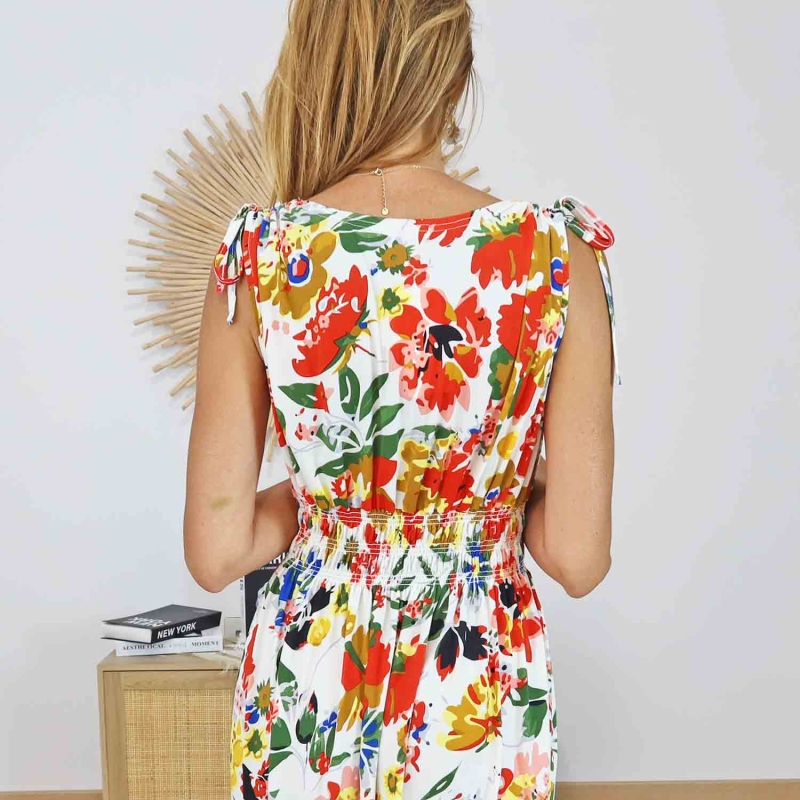 Robe longue fluide femme multicolore