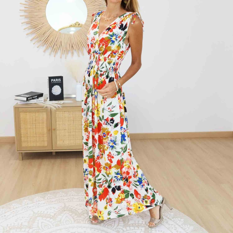 Robe longue fluide femme multicolore