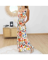 Robe longue fluide femme multicolore