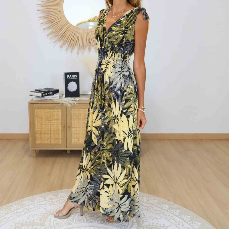Robe magique Longue Savannah Noire et Jaune