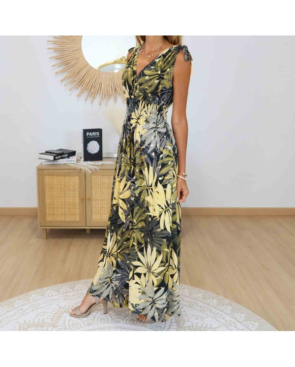 Robe magique Longue Savannah Noire et Jaune