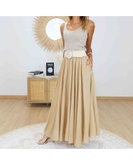 Jupe longue vaporeuse caramel femme