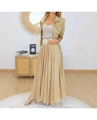 Jupe longue fluide Manon caramel avec veste Lyna caramel