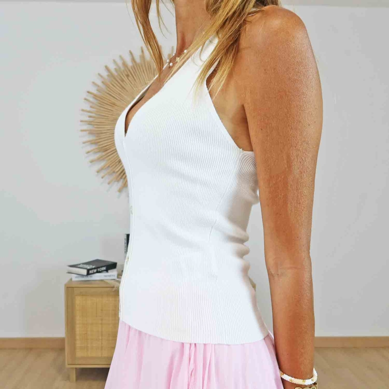 Débardeur femme écru élégant