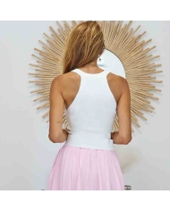 Top sans manches écru femme