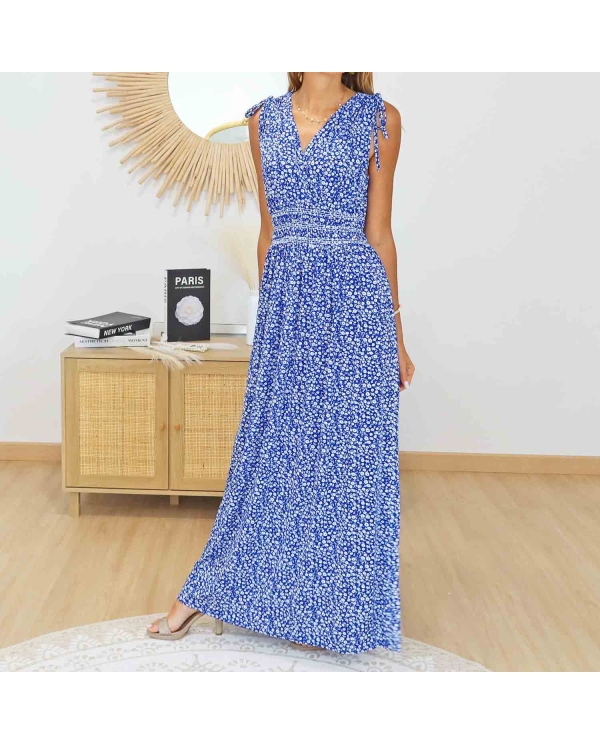 Robe longue Camille bleu Liberty femme
