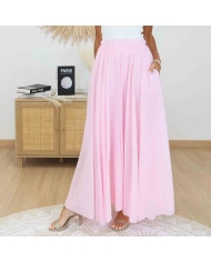 Jupe longue coton rose poudré femme