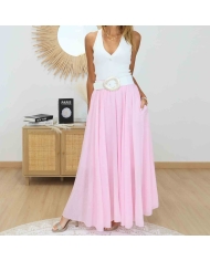 Jupe longue Manon rose poudré bohème chic