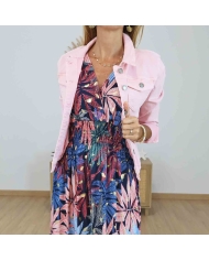 Robe Magique Savannah Rose Corail Imprimé Tropical