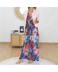 Robe longue estivale imprimé tropical