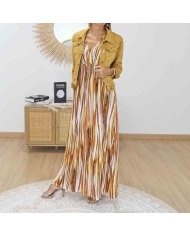 Robe longue dégradé moutarde caramel