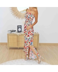 Robe bustier smockée fleurie femme