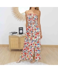 Robe bohème chic blanche fleurie