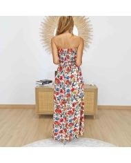 Robe longue fluide multicolore femme