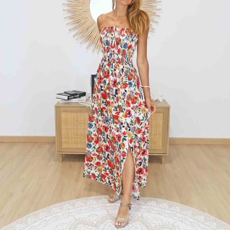 Robe été femme imprimé fleurs colorées