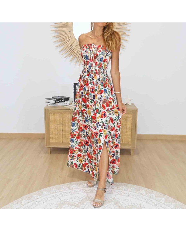 Robe été femme imprimé fleurs colorées
