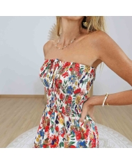 Robe longue fendue fleurie femme