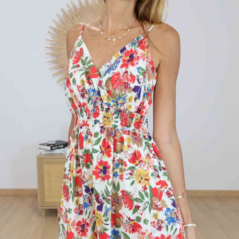 Robe bohème fleurie multicolore femme