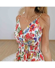 Robe blanche imprimé floral femme