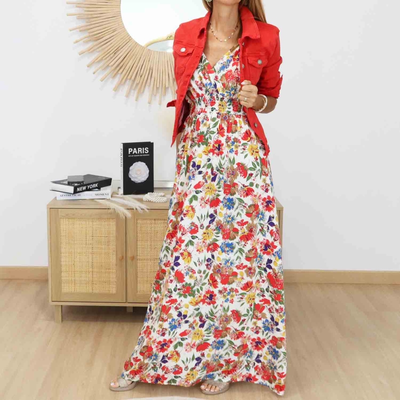 Robe femme imprimé fleurs colorées