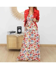 Robe femme imprimé fleurs colorées