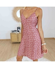 Robe courte Tiffosi col V coloris bois de rose