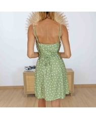Robe Saltina Tiffosi vert sauge dos avec lien à nouer