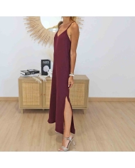 Robe longue Bestie Tiffosi bordeaux prune vue de face