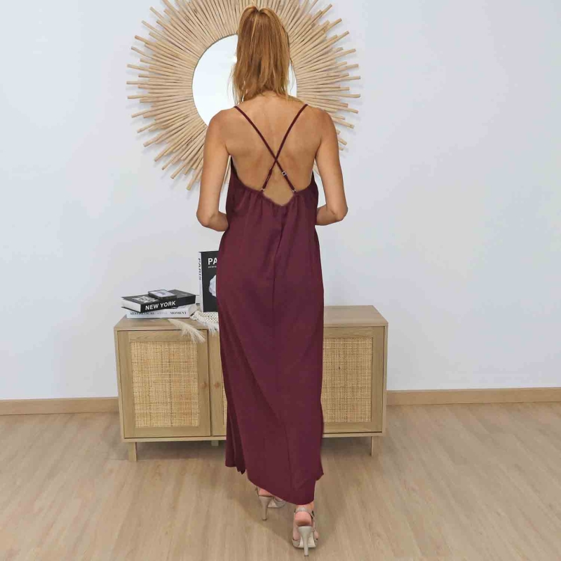Robe Longue Bestie Bordeaux Prune - Tiffosi