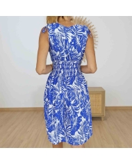 Dos de la robe magique Isia bleu et blanc taille smockée