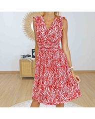 Robe femme rouge et blanc collection été Mademoiselle Caprices