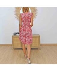 Robe d'été Noélie imprimé végétal rouge