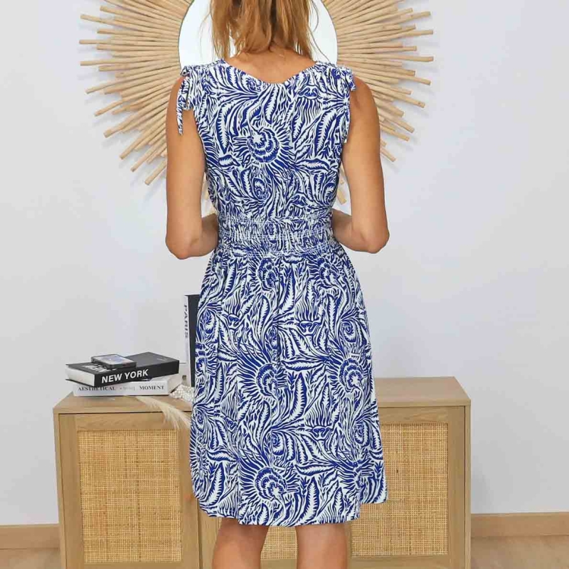 Robe Noélie bleue vue de dos
