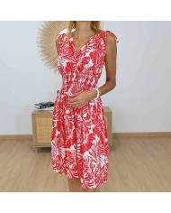 Robe magique Isia rouge imprimé tropical