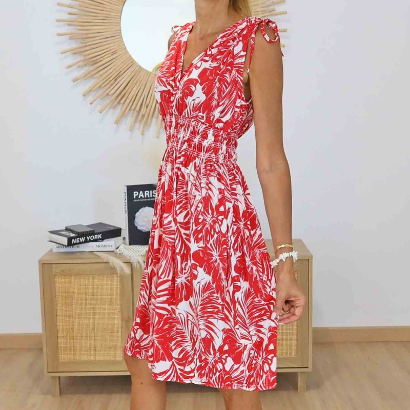 Robe courte Isia rouge vue de face