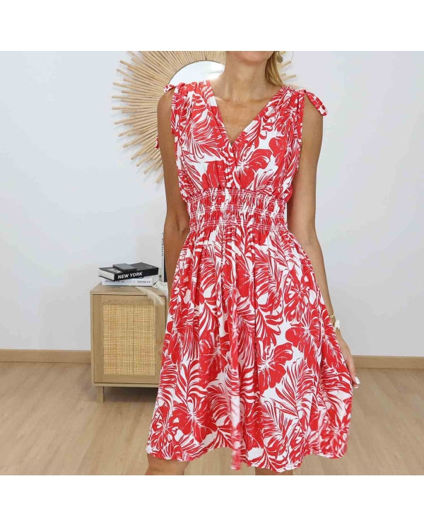 Robe d'été Isia rouge Mademoiselle Caprices