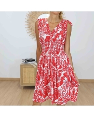 Robe d'été Isia rouge Mademoiselle Caprices