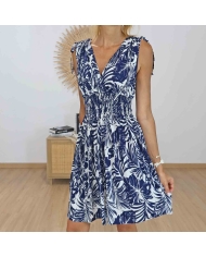 Robe magique Isia marine imprimé tropical