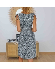 Robe imprimé végétal noir et blanc