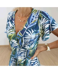 Robe longue femme bleu et vert pour l'été