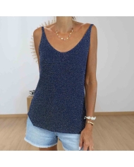 Top femme bleu marine décolleté dos