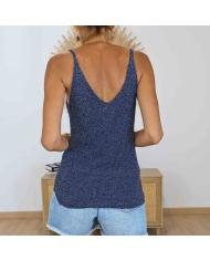 Débardeur bleu marine scintillant femme