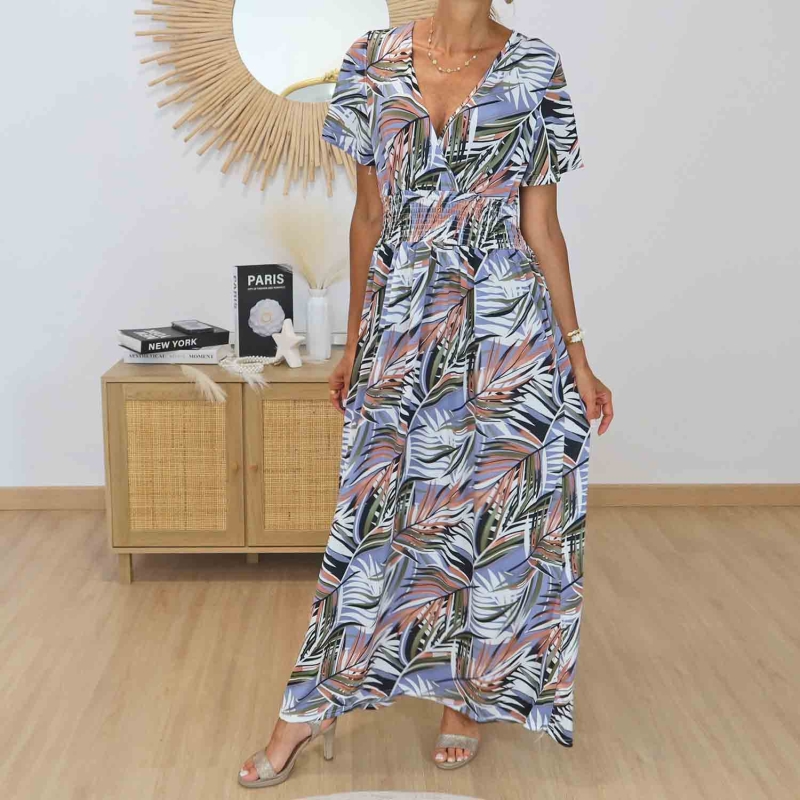 Robe tropicale fluide femme été